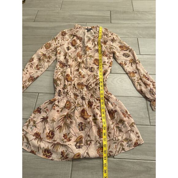 Paige Floral Paisley Tiered Mini Dress sz S: V Neck Ruffle, Smocked Waist, Flowy - Picture 6 of 9